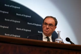Andrew Bailey, Governor of the Bank of England, said that inflation is returning to target after recent global economic shocks (Carlos Jasso/PA)